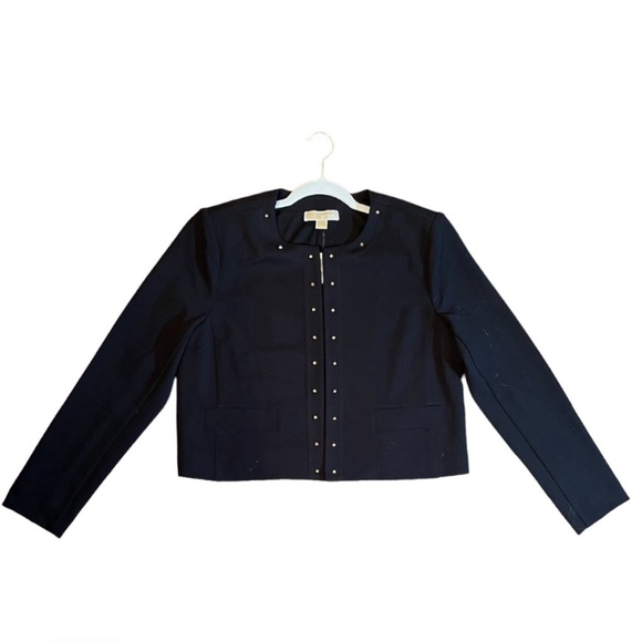 NWT Michael Kors Black Jacket With Gold Stud Detail. Size Large - Picture 12 of 15